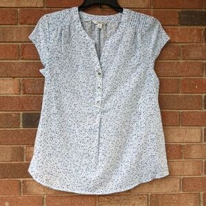 Croft & Barrow Women's Blue Patterned Top Size Medium